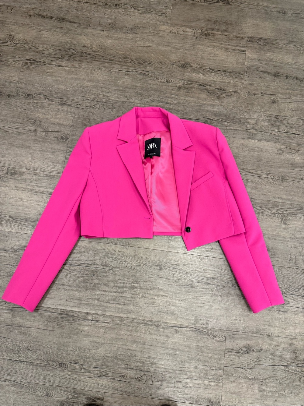 💕Zara Hot Pink Cropped Lined Blazer XL Super Cute & Flattering Like New!💕 - Picture 4 of 9